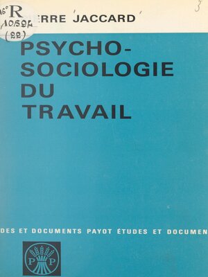 cover image of Psycho-sociologie du travail